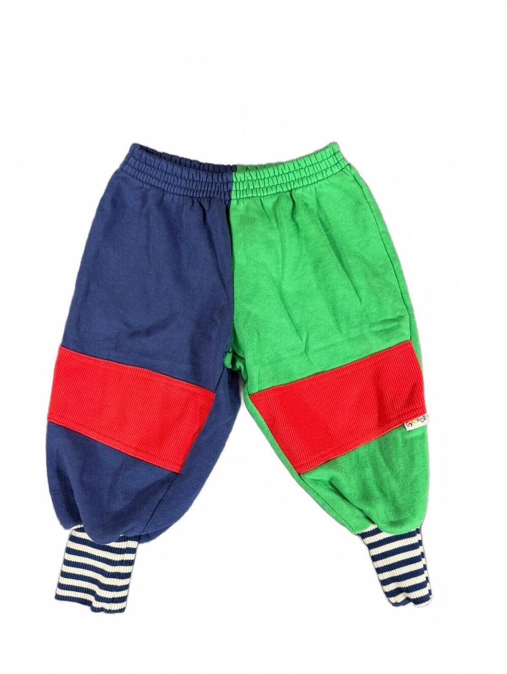 Vintage 80s Gymboree Colorblock Sweatpants Kids Small Green Blue Red